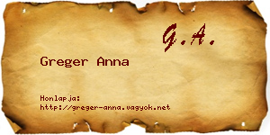 Greger Anna névjegykártya