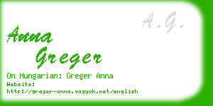 anna greger business card